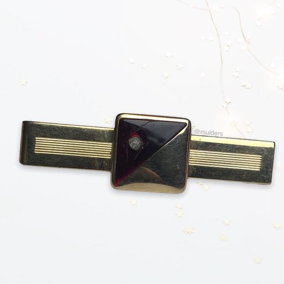 Vintage Anson Gold Tone Square Neck Tie Bar Clip Formal Career Office Wedding - Picture 1 of 8